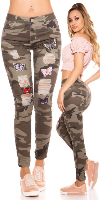 camouflage jeans used look with patch Army